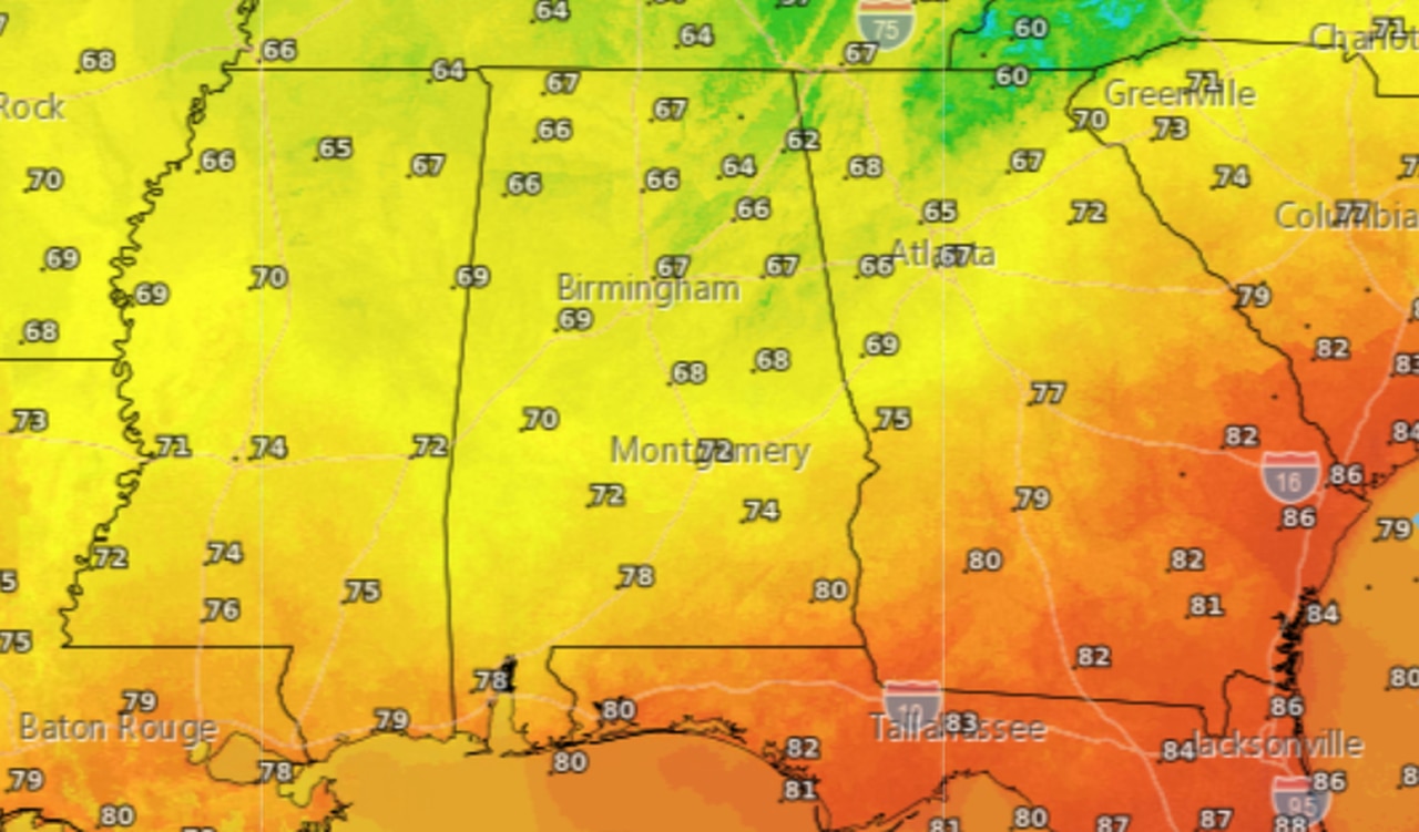 Which Alabama cities could drop into the 30s tonight?