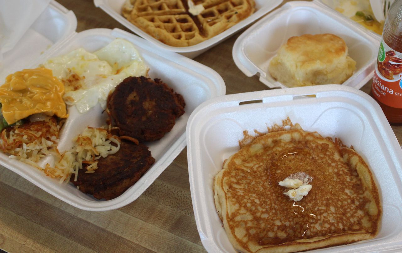 Breakfast spread from East of the Mississippi Diner