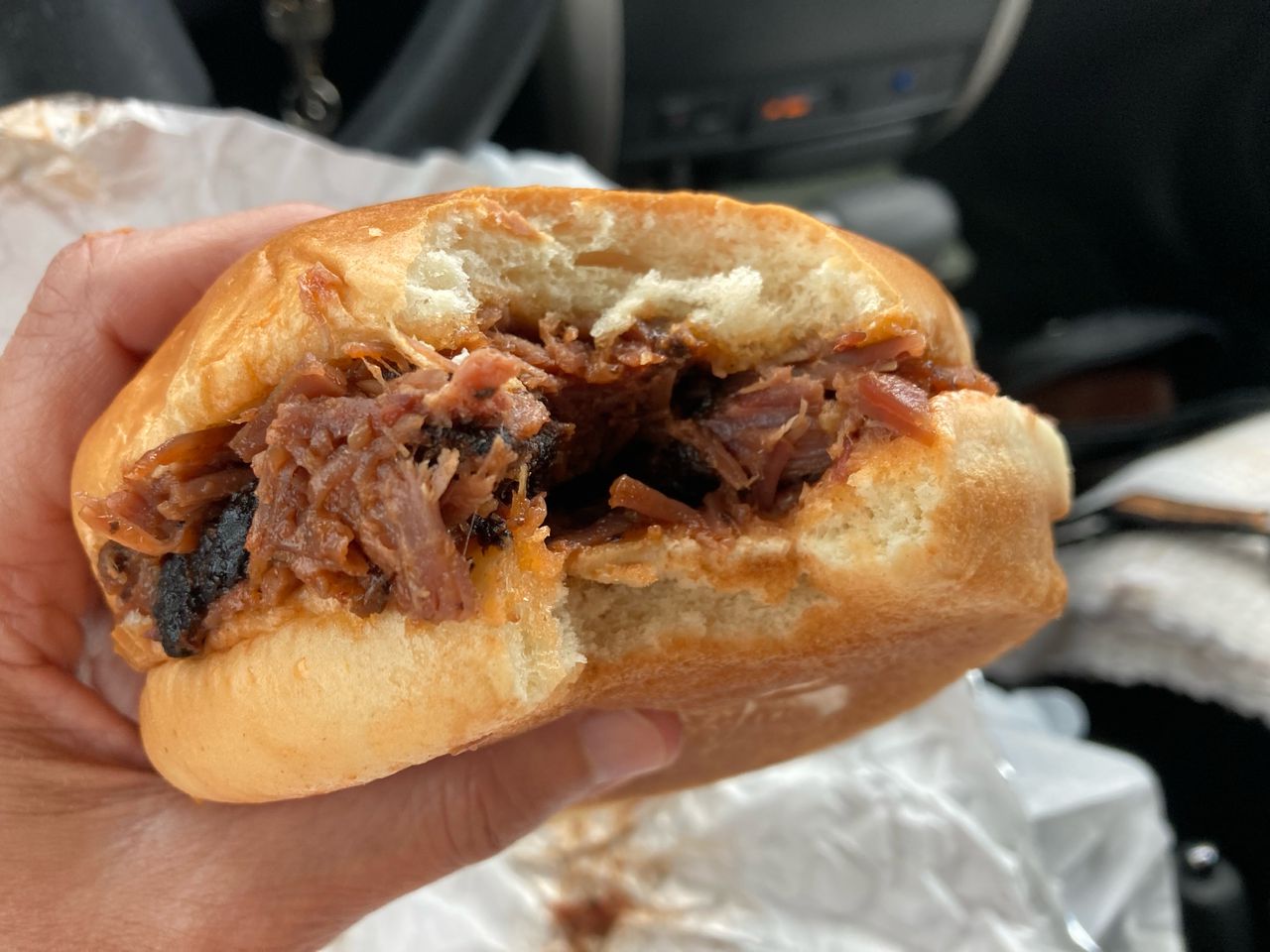 Chopped brisket sandwich at Buc-ee's