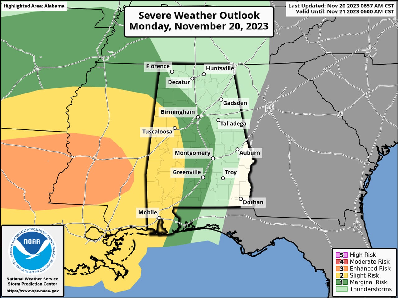 High winds expected in parts of Alabama tonight: Tornadoes, heavy rain possible