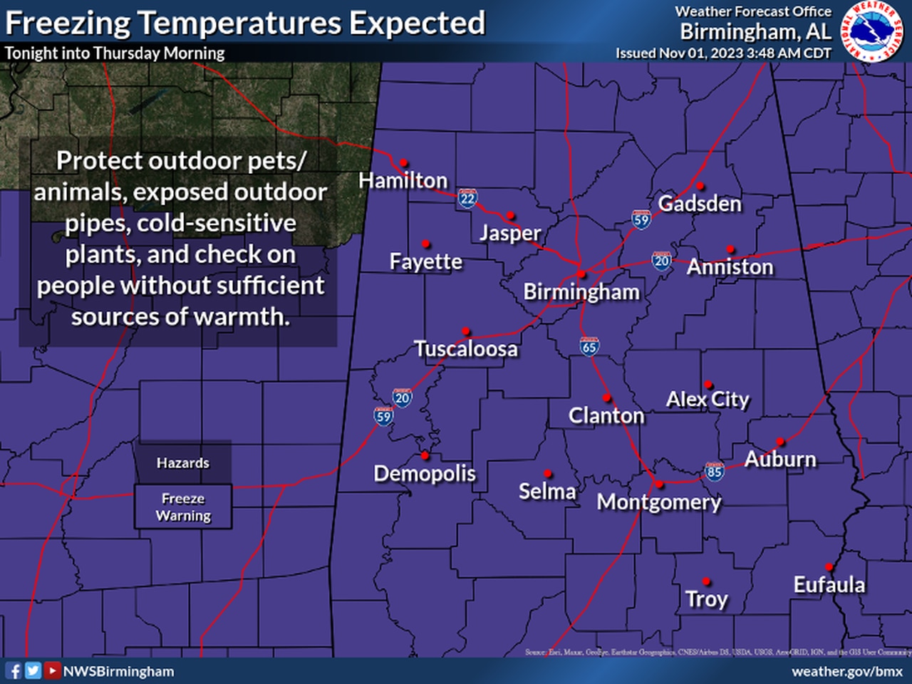 Central Alabama freeze