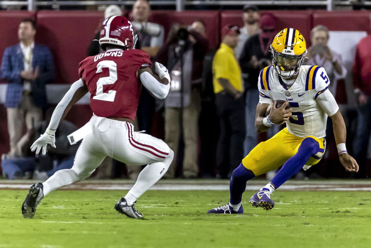 Nick Saban on LSUâs Jayden Daniels: âThe guy is killing us with the scramblesâ