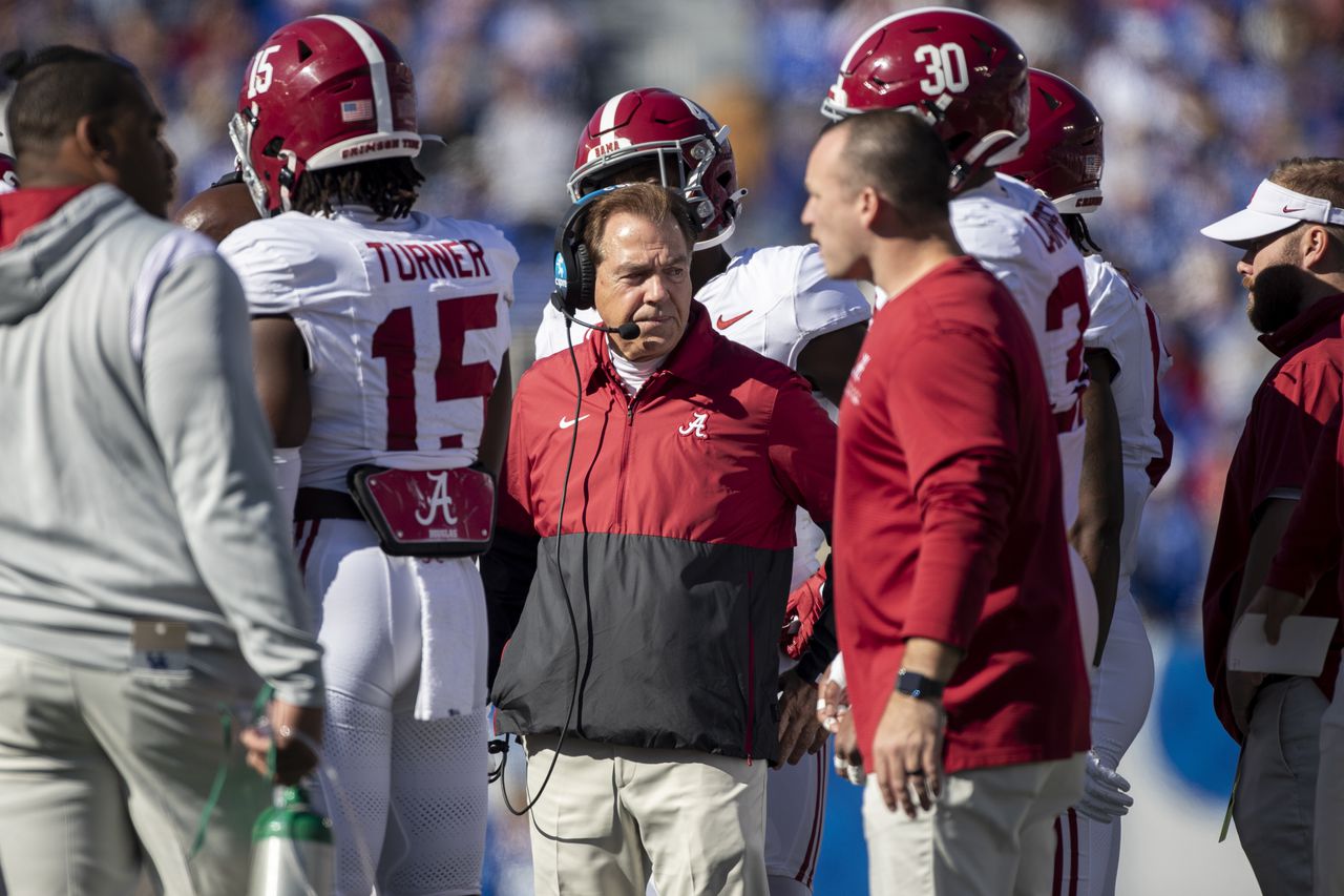 Nick Saban reacts to winning SEC West, Jalen Milroeâs performance in win over Kentucky