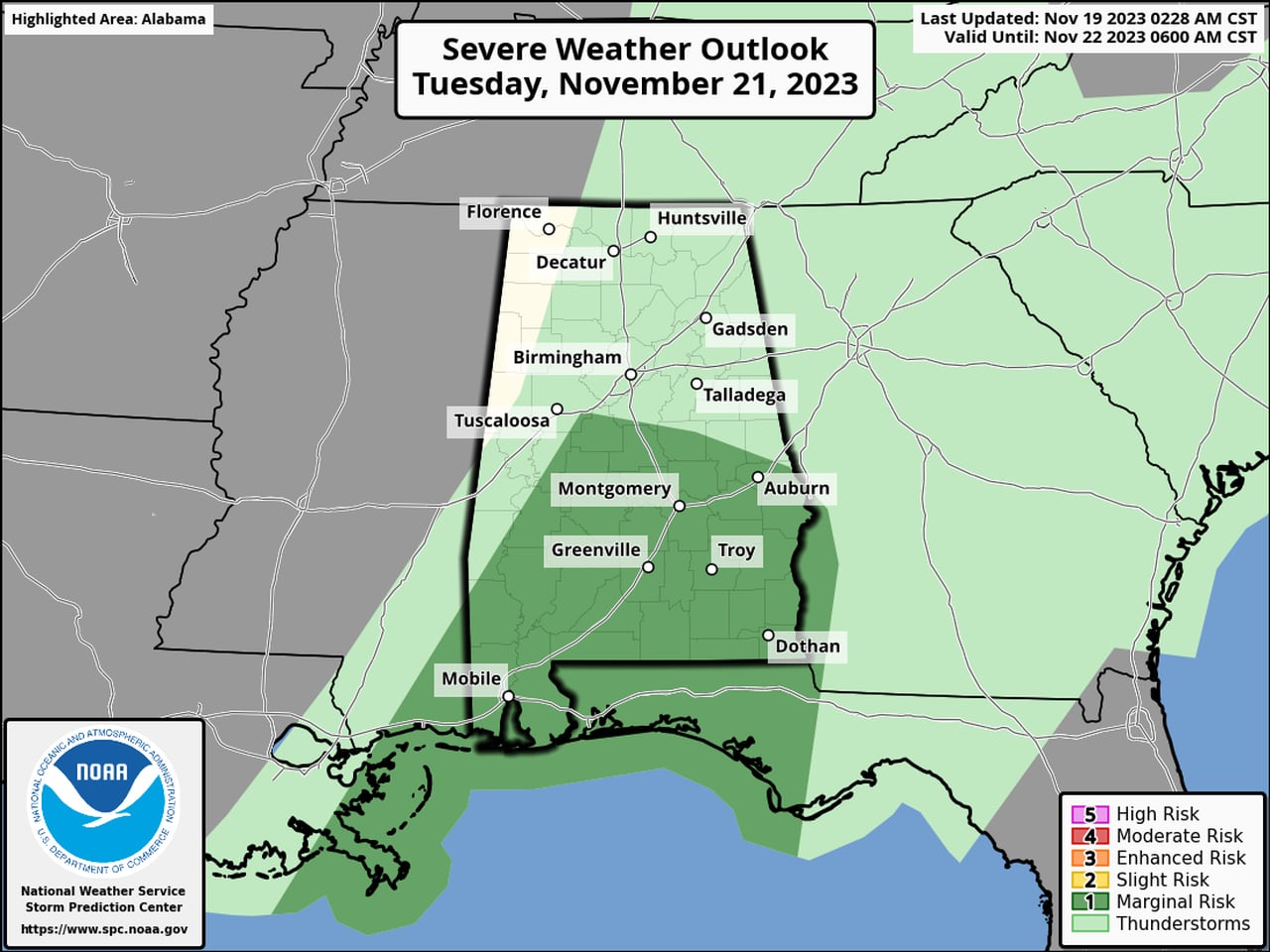 Severe storms possible Monday and Tuesday in Alabama