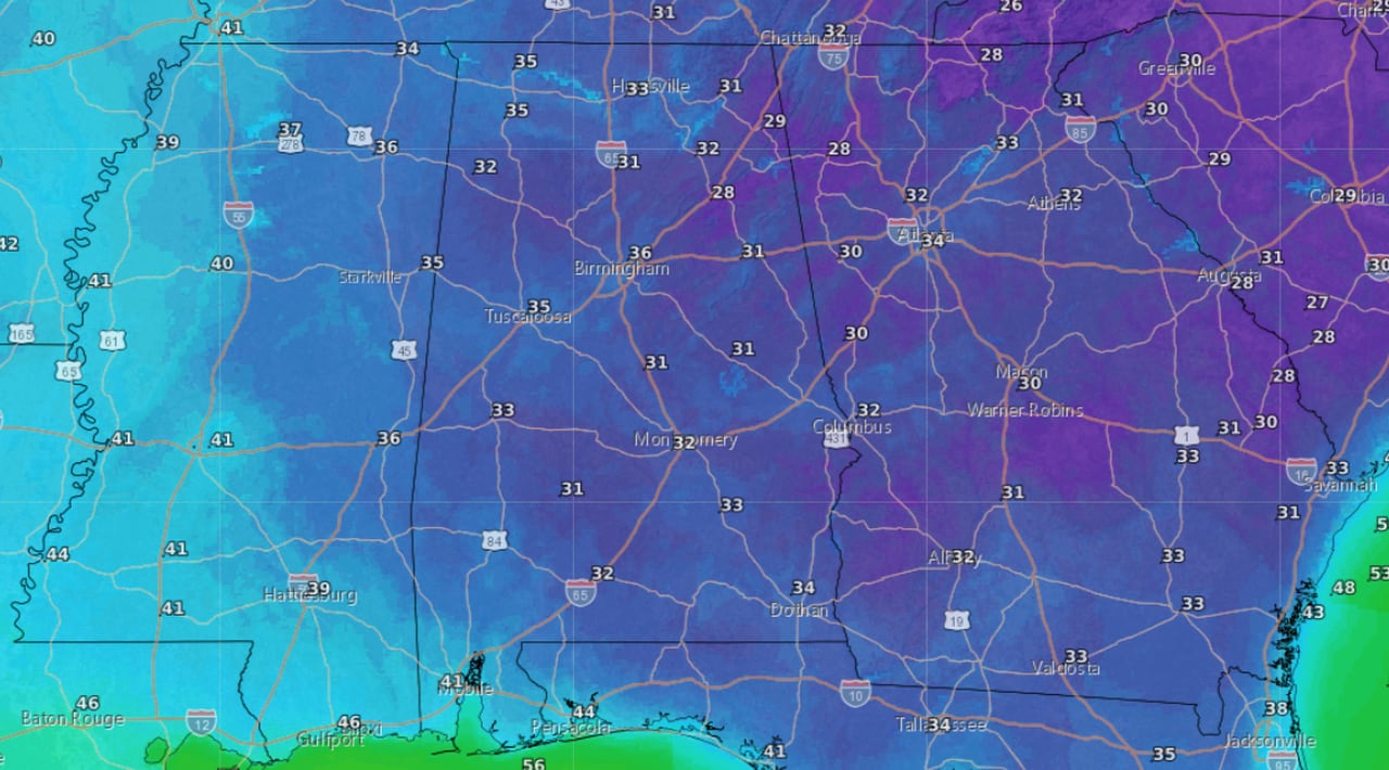 Thursday morning lows