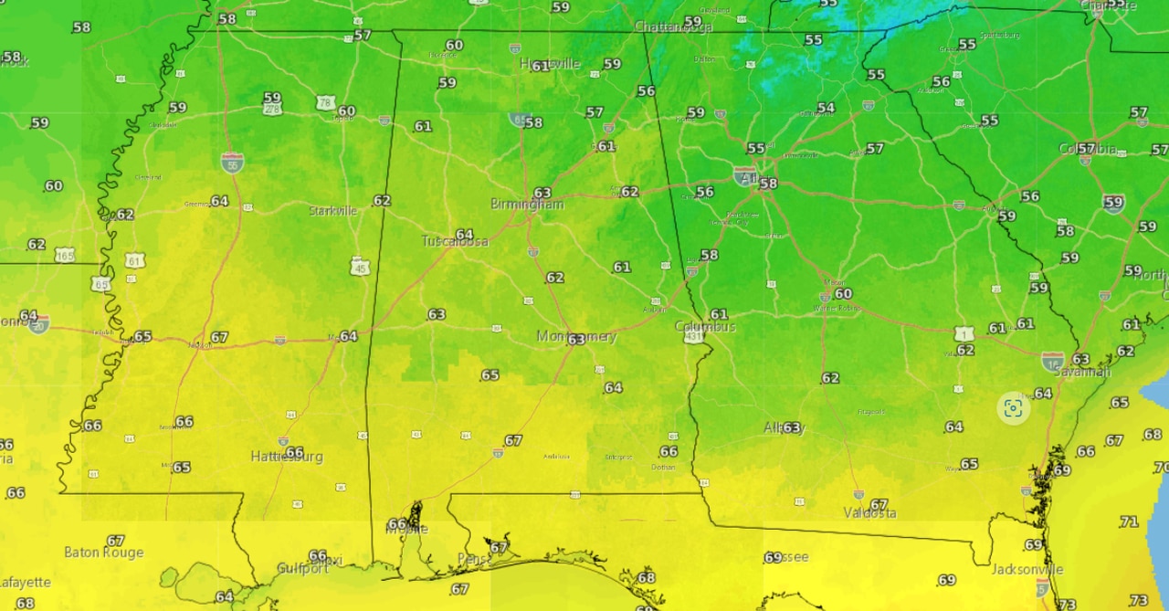 Will there be another freeze tonight in Alabama?