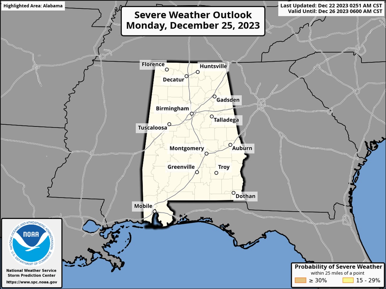 Christmas forecast looks rainy but warm for Alabama