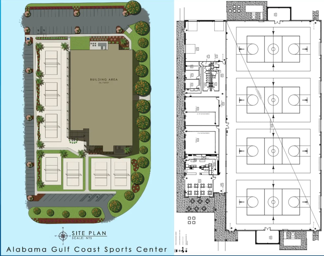 Alabama Gulf Coast Sports Center indoor and outdoor plan