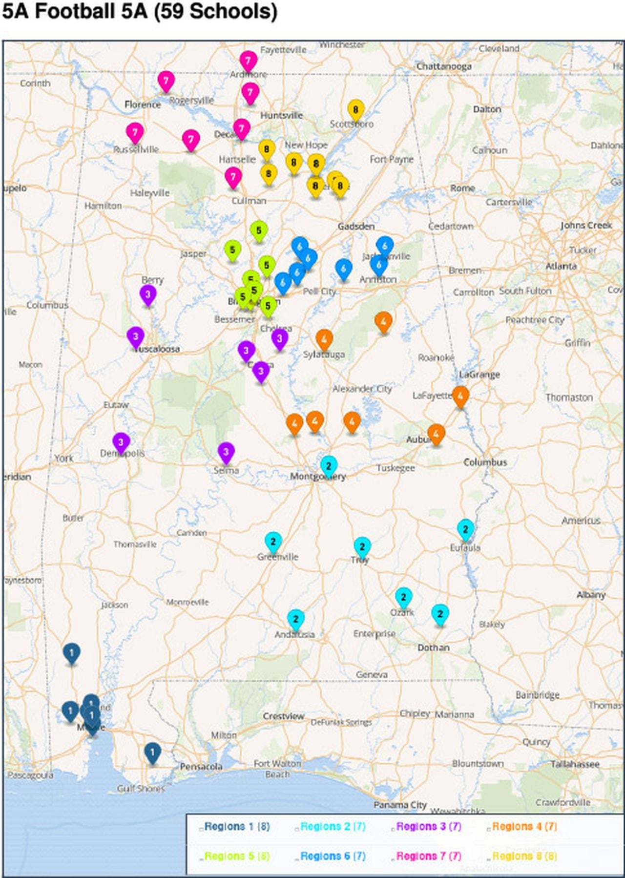 AHSAA 2024-2026 Reclass Maps