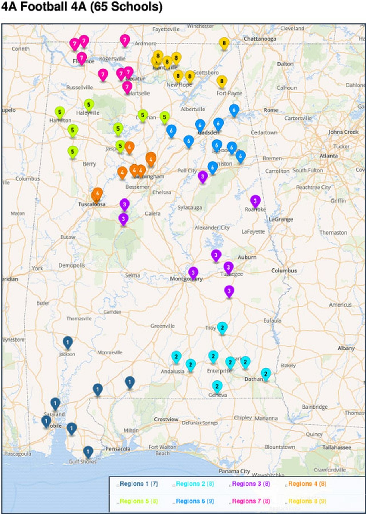 AHSAA 2024-2026 Reclass Maps