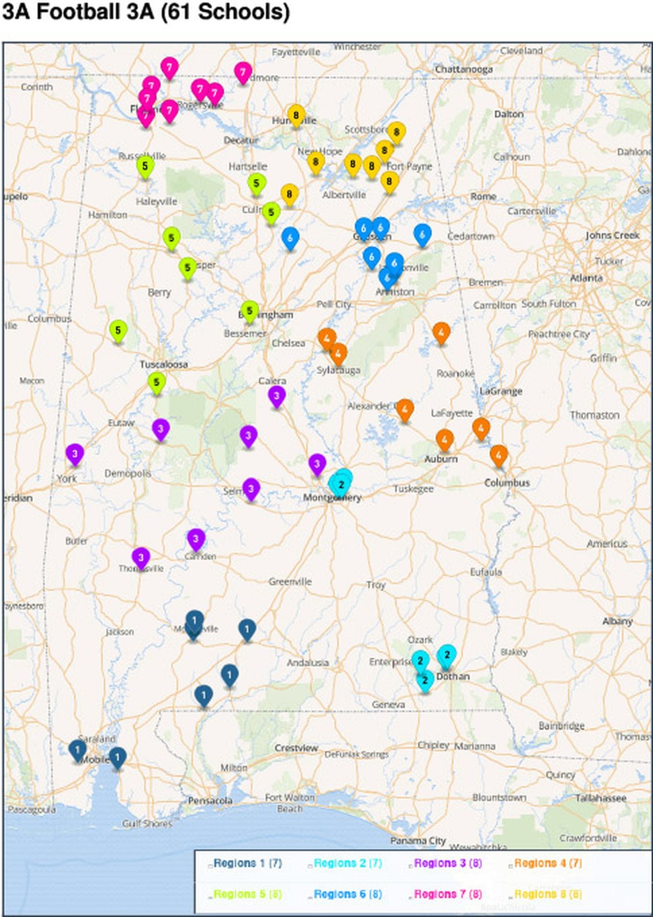 AHSAA 2024-2026 Reclass Maps