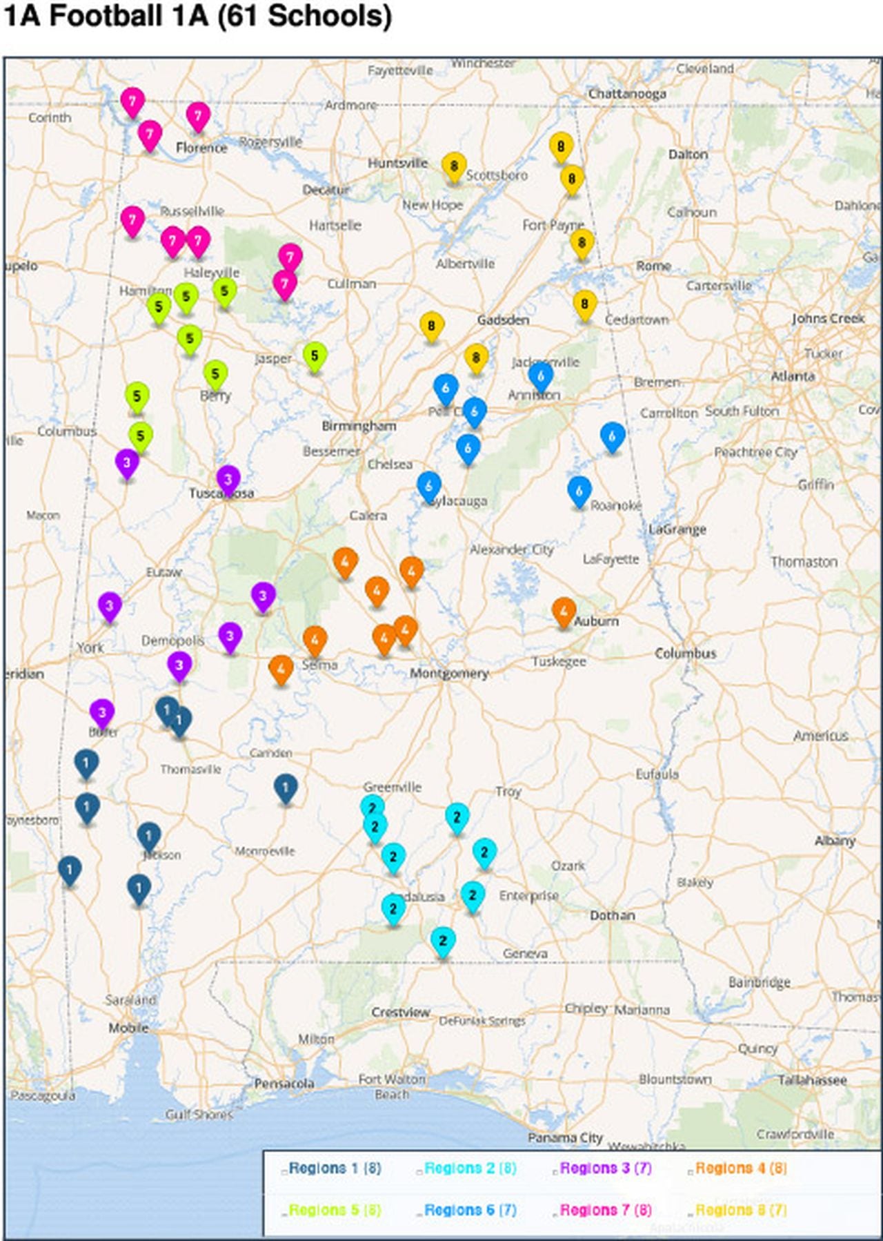 AHSAA 2024-2026 Reclass Maps