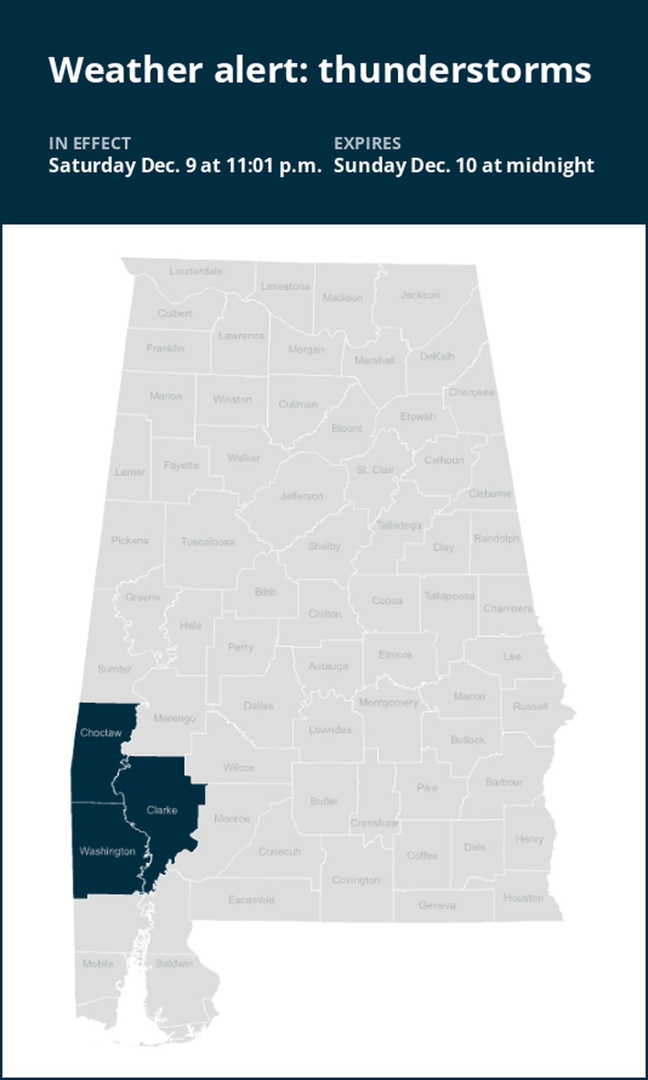 Pea-sized hail expected with thunderstorms in Alabama Saturday