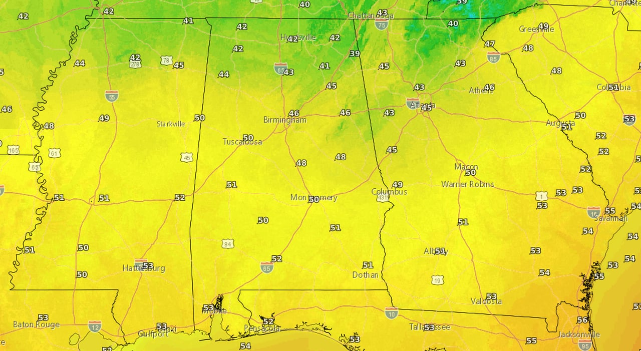 Snow showers possible later today in Alabama