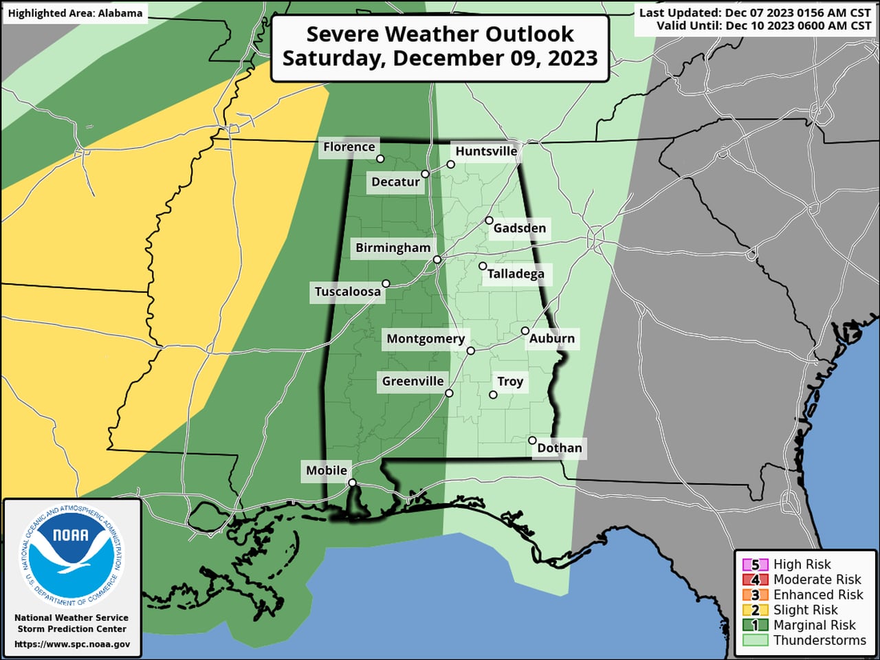 Strong storms possible in Alabama starting Saturday