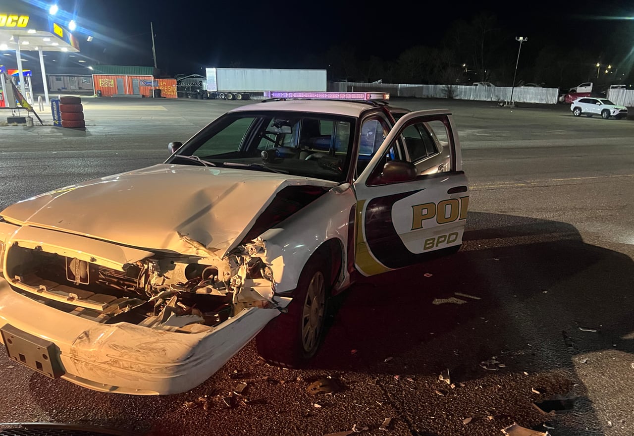 Truck crashes into Brighton police car while officer running radar on Bessemer Super Highway