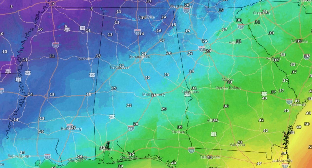 Tuesday a.m. lows