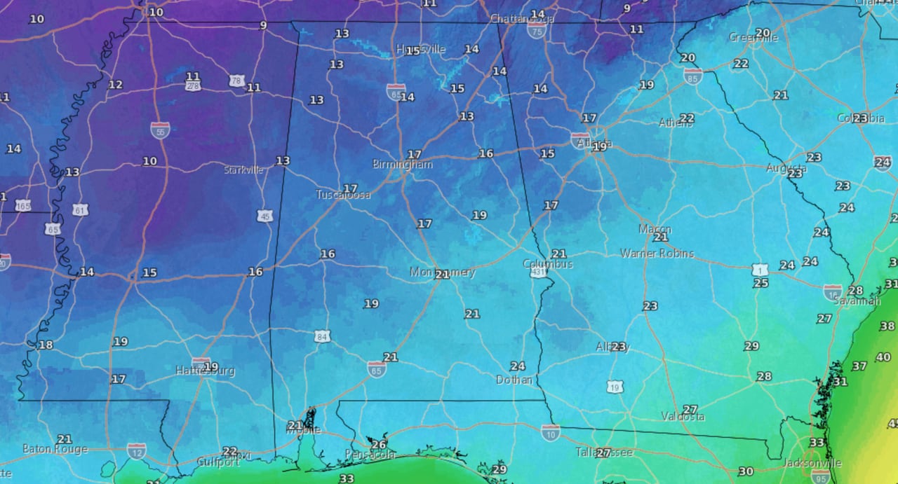 Wednesday a.m. lows