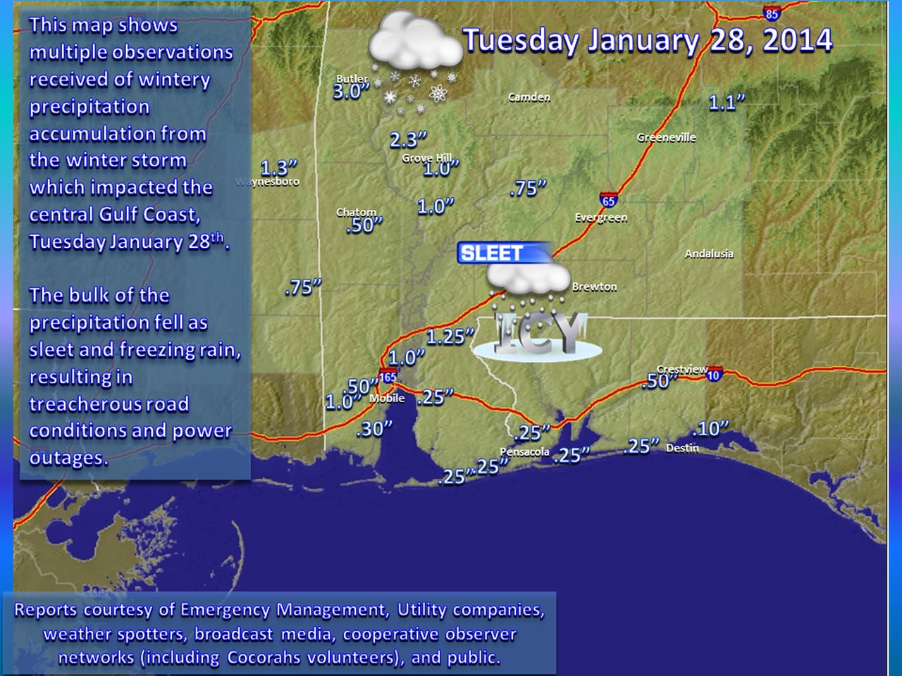 South Alabama Snowmaggedon 2014