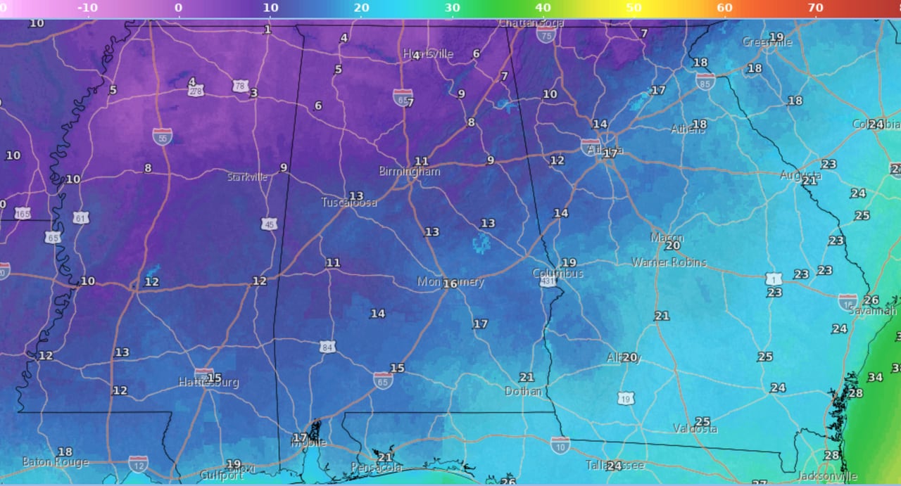 Wednesday am lows