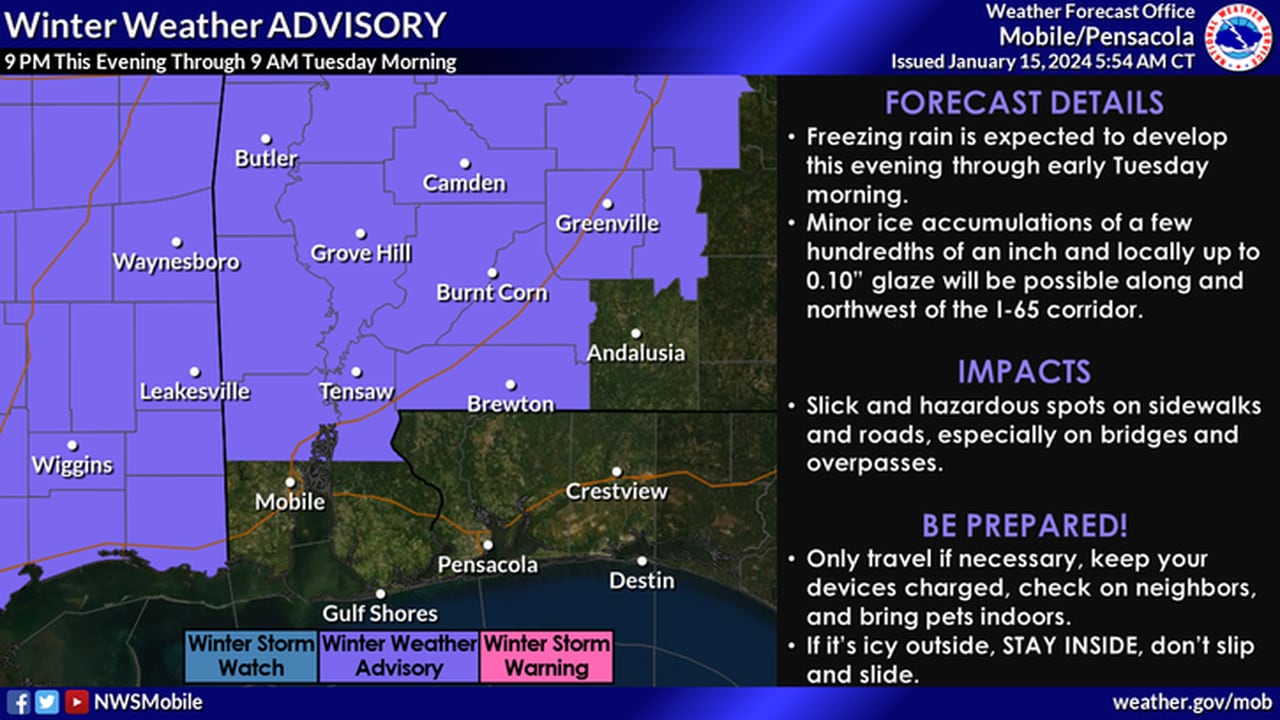 Southwest Alabama winter weather