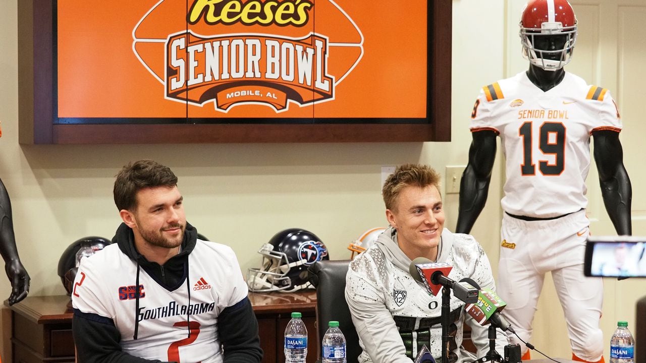 Bo Nix at the Senior Bowl podium: âAuburn was my team growing up, obviouslyâ