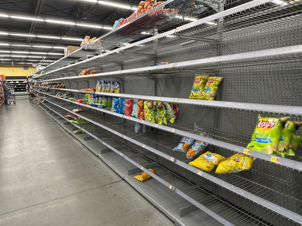 Empty grocery shelves during cold snap in Alabama