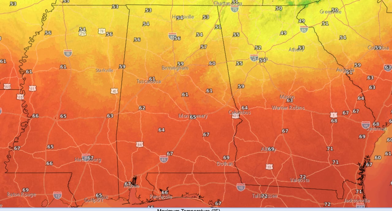 Tuesday highs