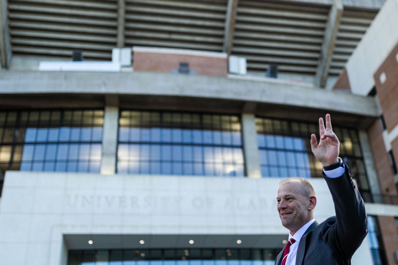 Fans greet DeBoer, watch press conference outside Byrant Denny Stadium 