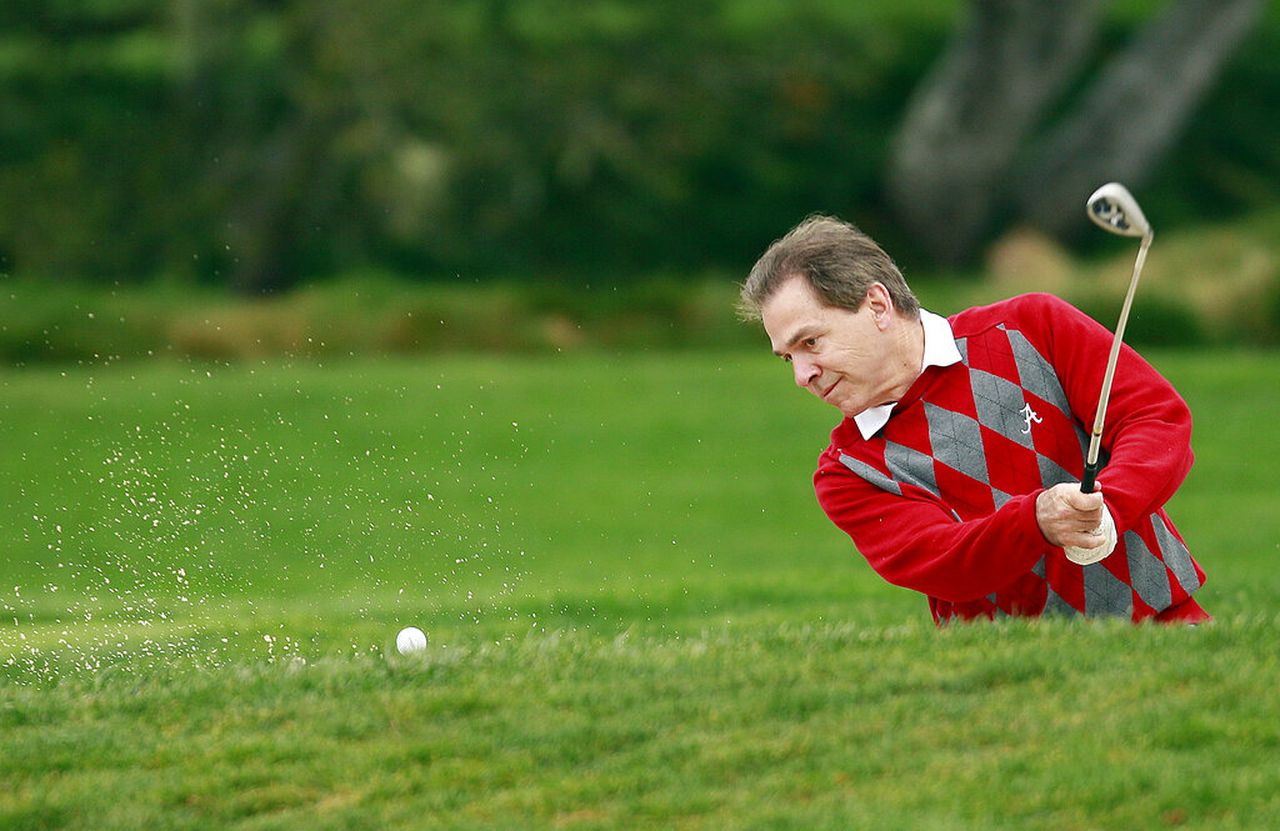 Nick Saban plays golf with Travis Scott and 50 Cent