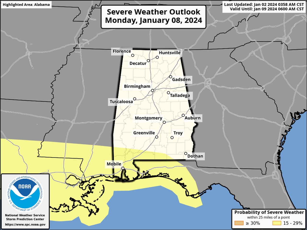 Monday severe weather outlook
