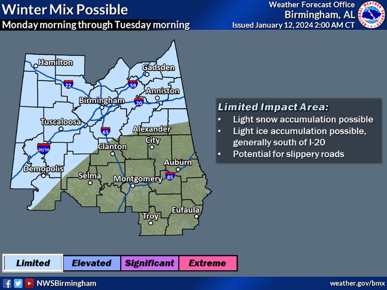 Central Alabama winter weather