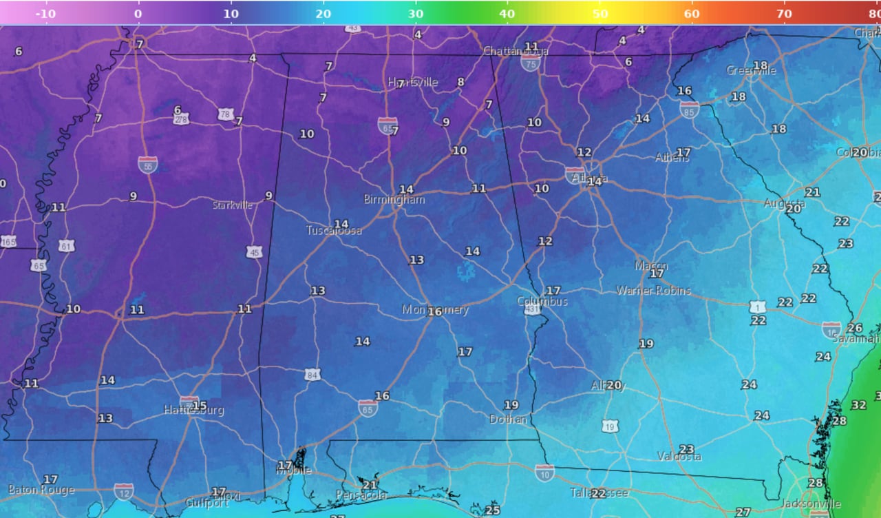 Snow looking more likely in parts of Alabama as winterâs coldest weather arrives