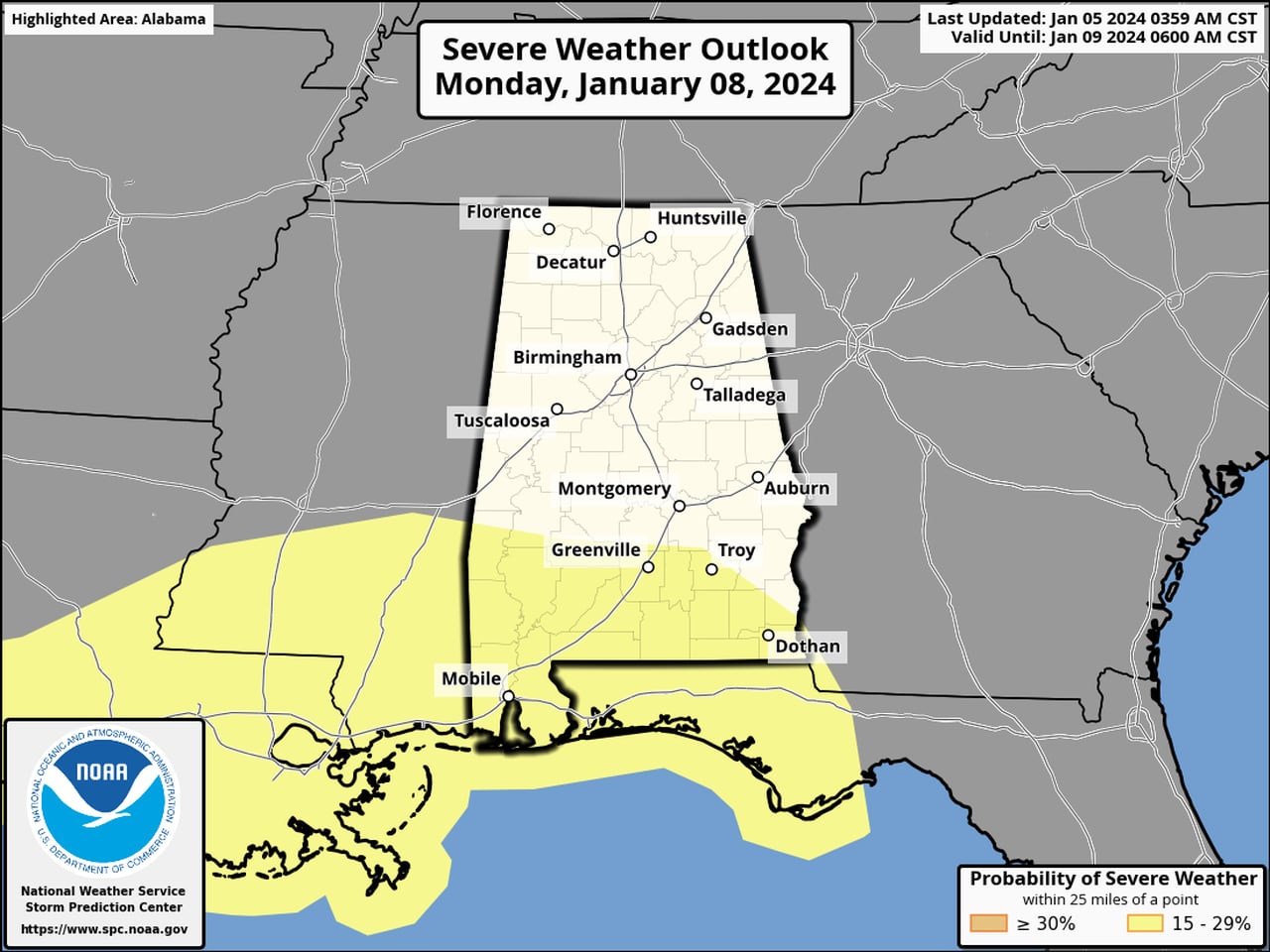 Monday severe weather outlook