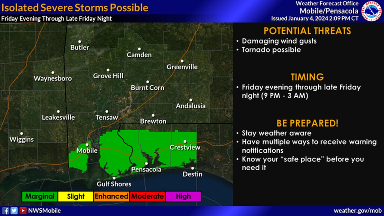 Strong storms possible today, Monday in south Alabama
