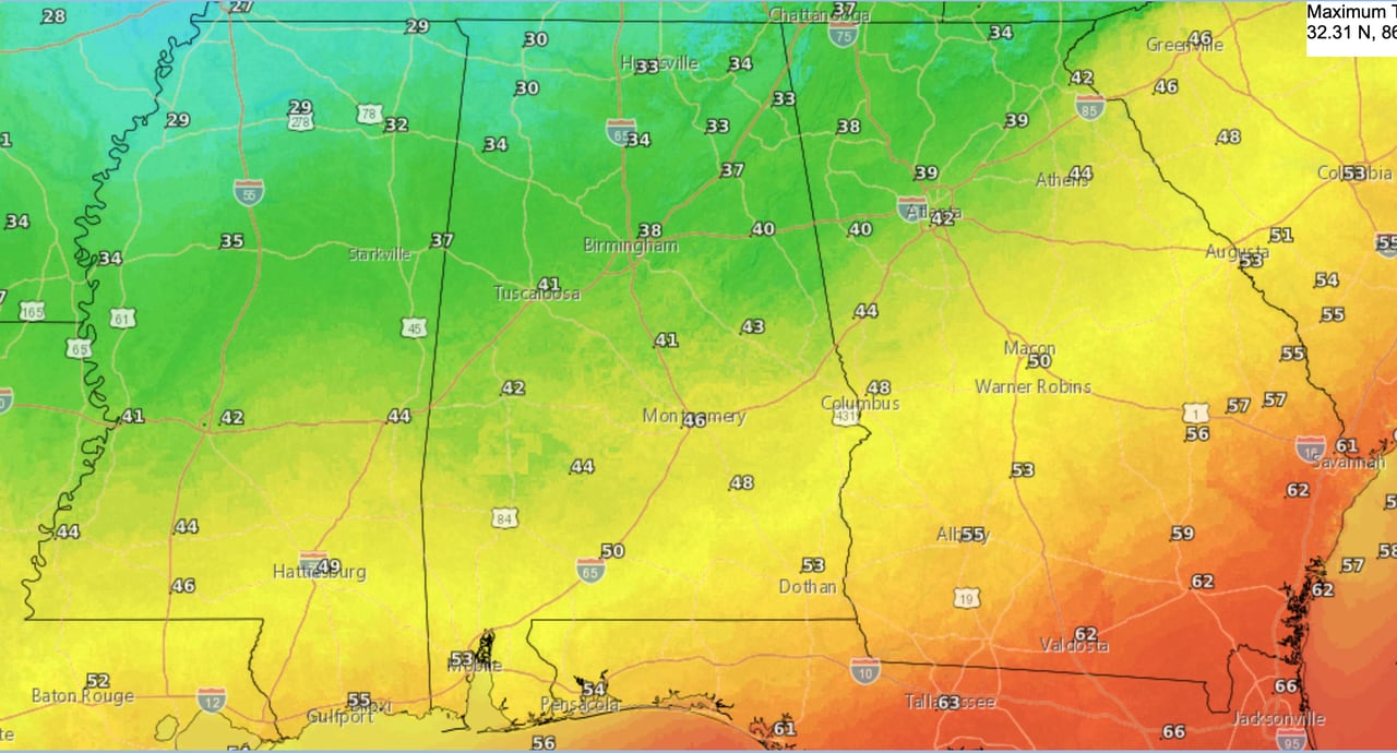 Temperatures take a plunge tonight: How cold will Alabama get?