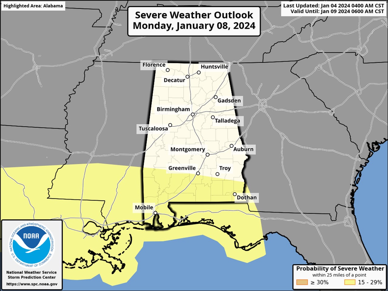 Two chances for severe weather for south Alabama