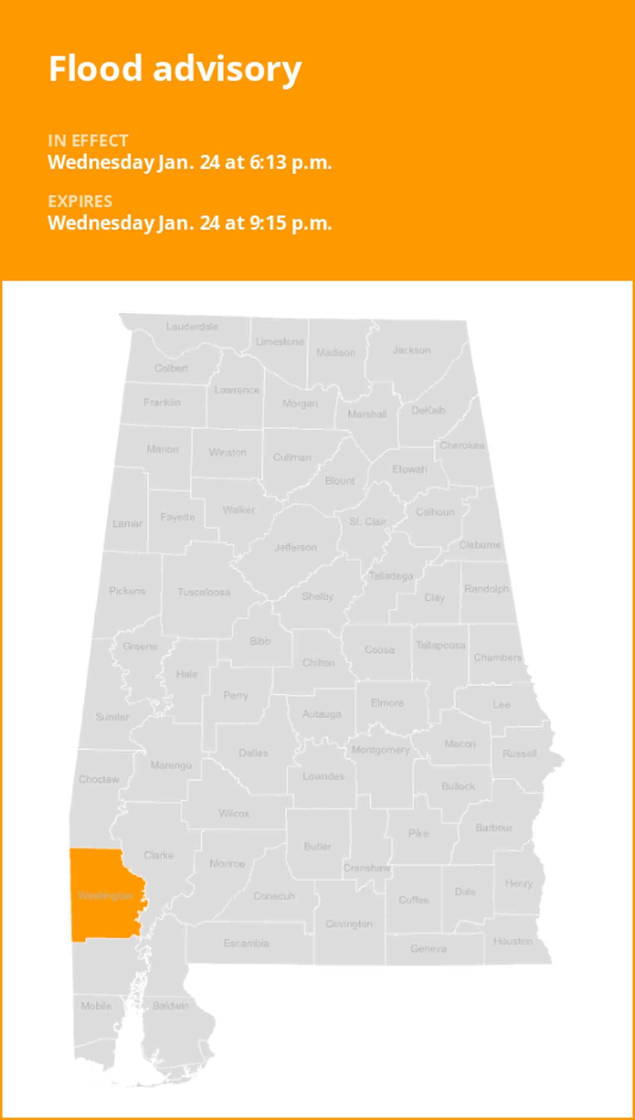 Washington County under a flood advisory until Wednesday night