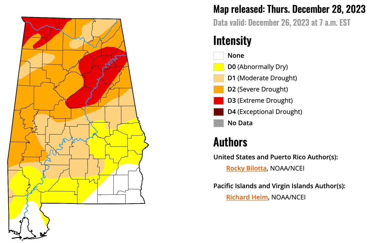 What's the weather outlook for January 2024 in Alabama?