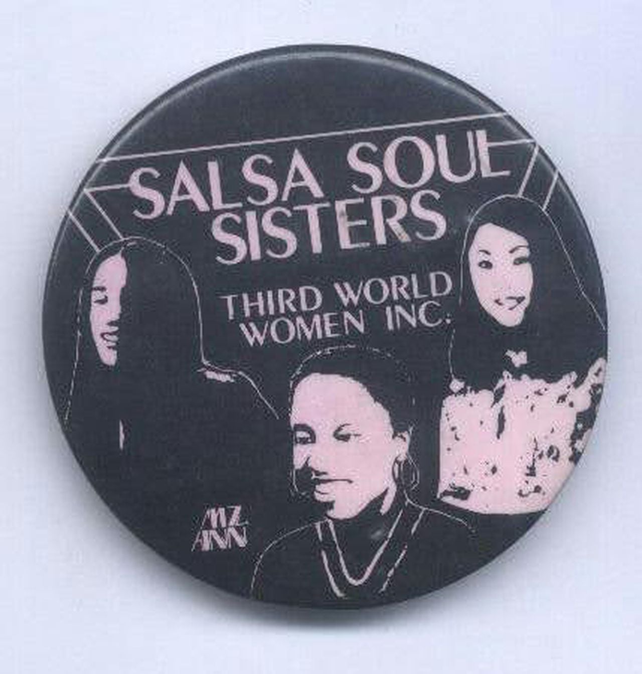 Salsa Soul Sisters pin-back button, 1974