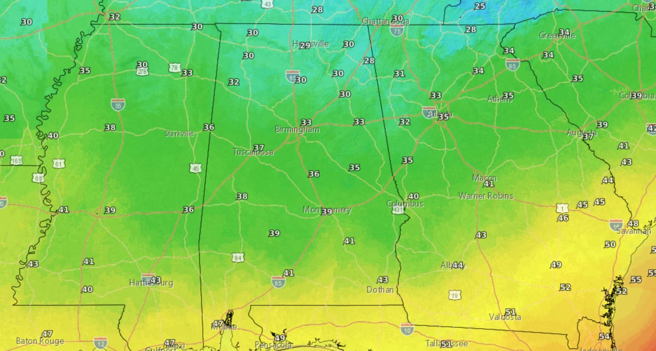 Thursday morning lows