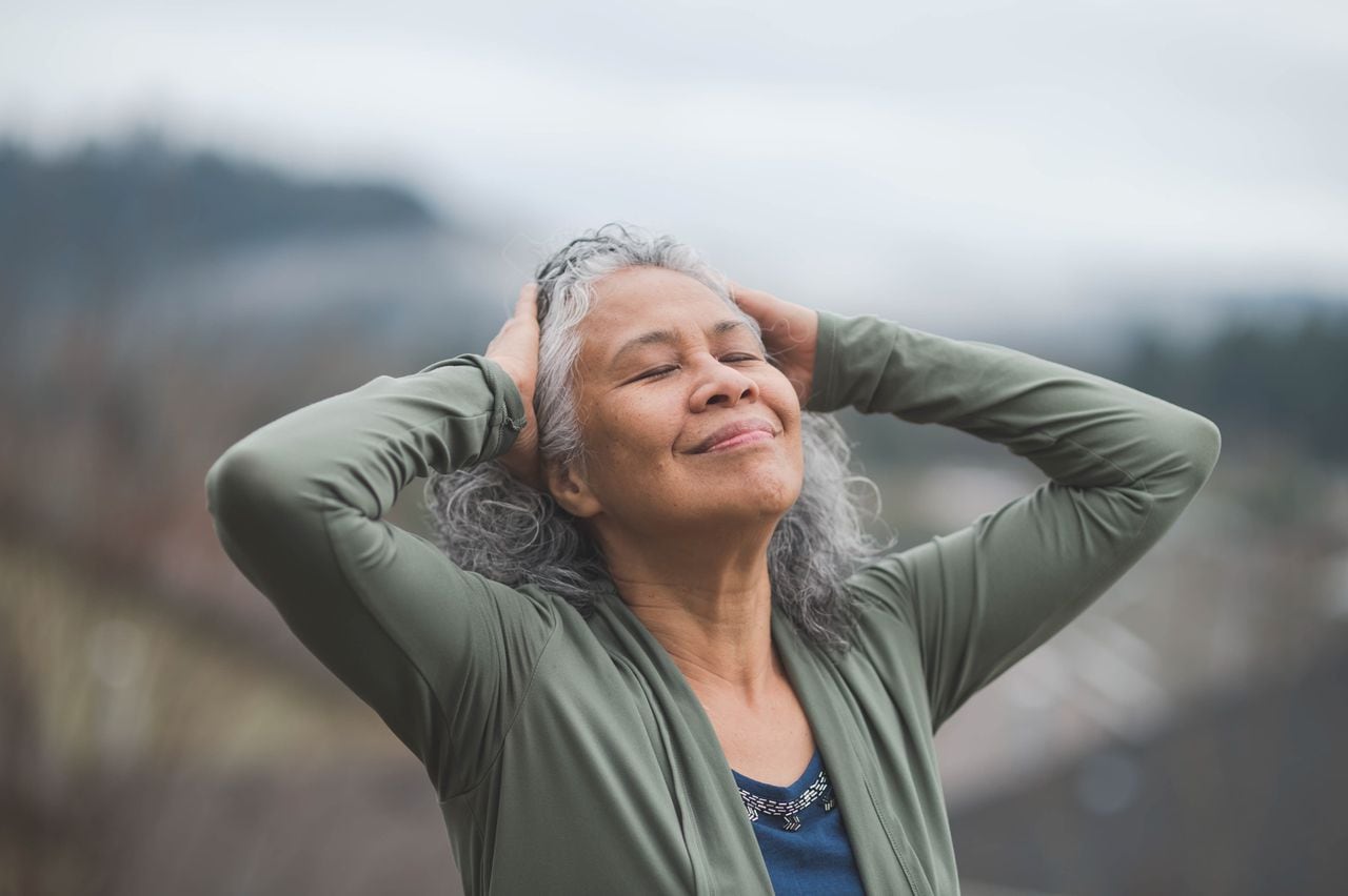 Elderly Hawaii Woman Practicing Yoga