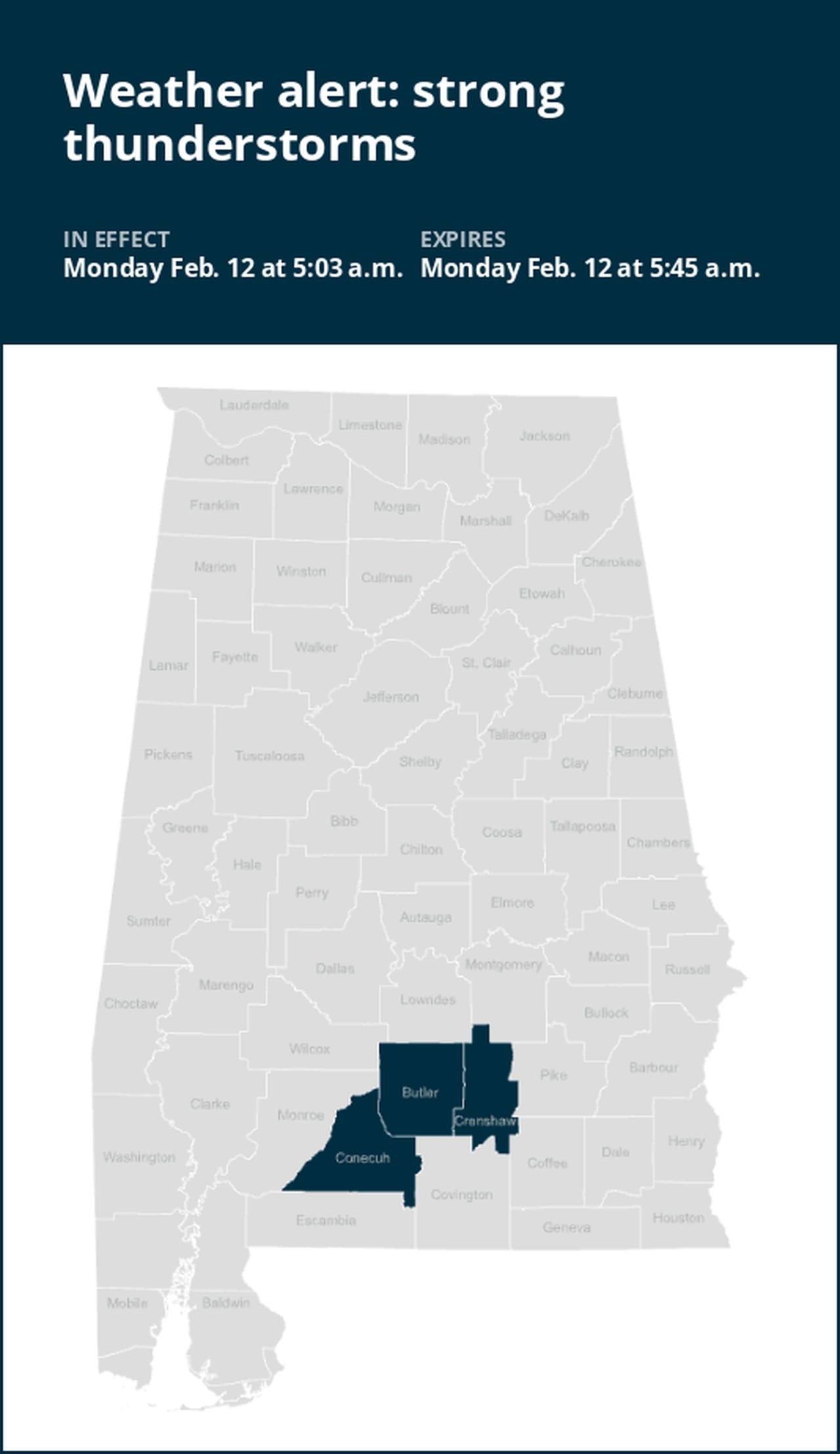 Marble-sized hail expected with thunderstorms in South Alabama Monday