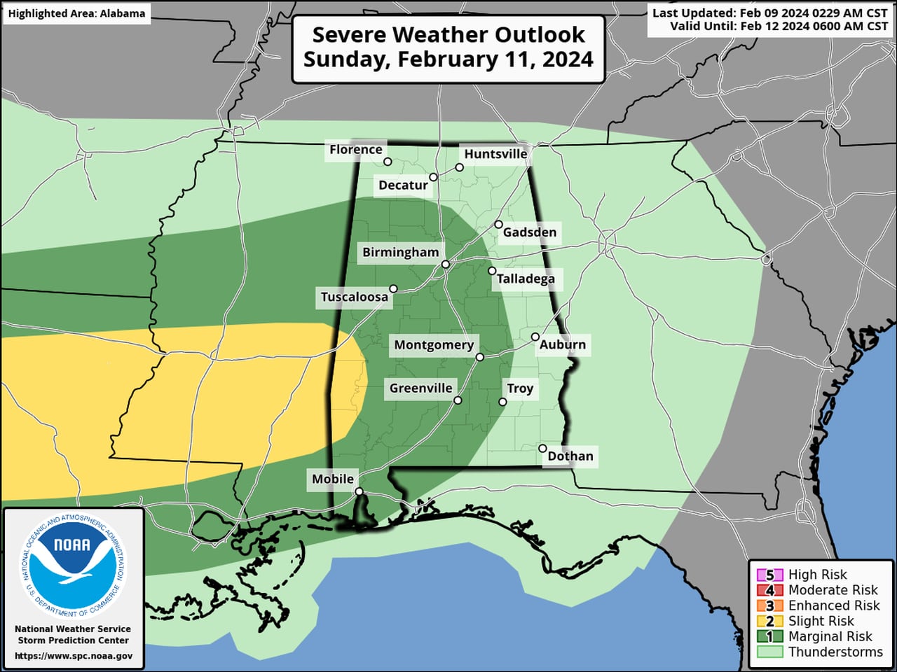 When will Alabama get the most rain this weekend?