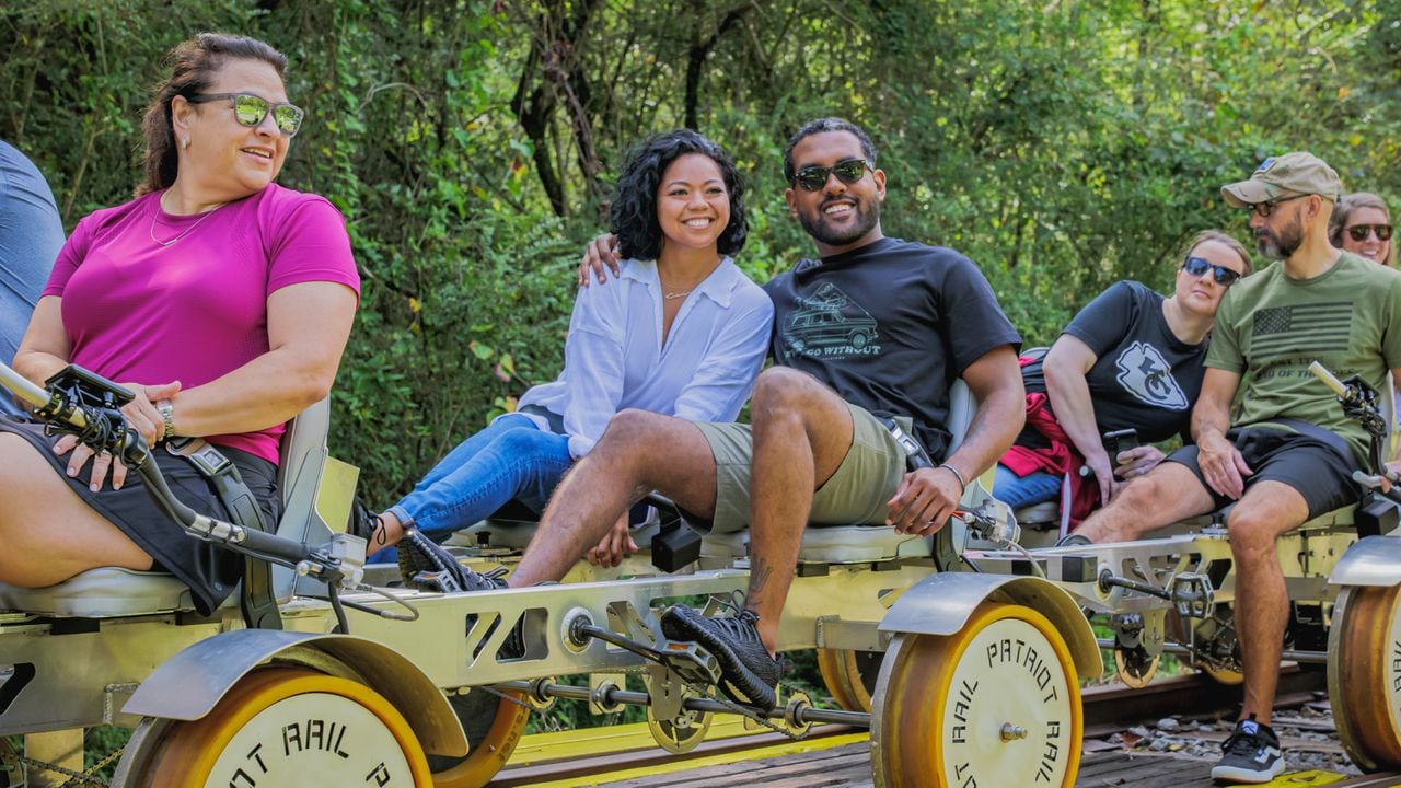 You can ride the rails on a bicycle in Blue Ridge, Ga.